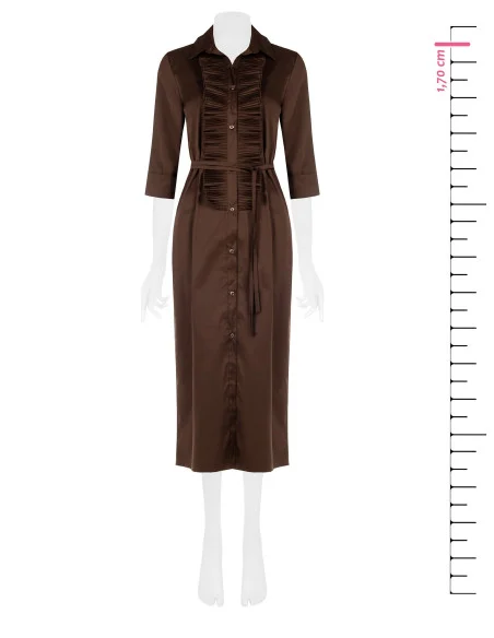 Robe-chemise longue en coton mélangé avec volants et longue ceinture fine assortie Rinascimento