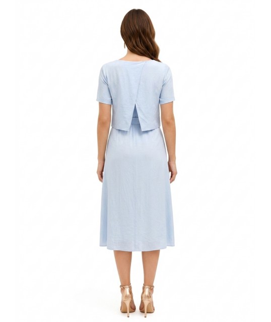 Robe midi effet deux pièces en mélange de viscose légèrement froissée « Rinascimento »
