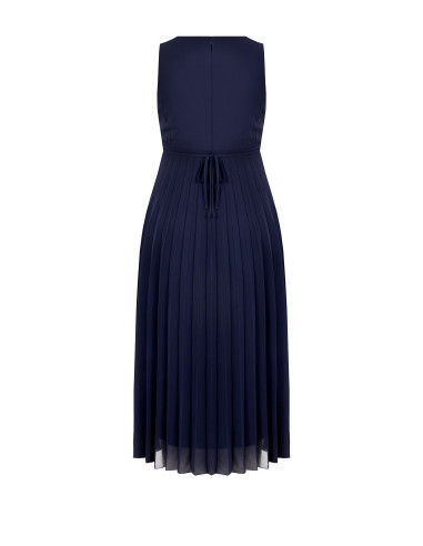 Robe longue pour femmes rondes en georgette plissée, avec cristaux ...