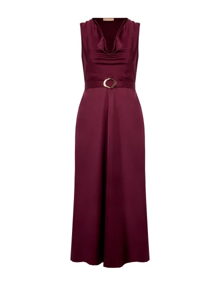 Robe longue grande taille en satin avec ceinture et boucle intégrées Rinascimento Curvy