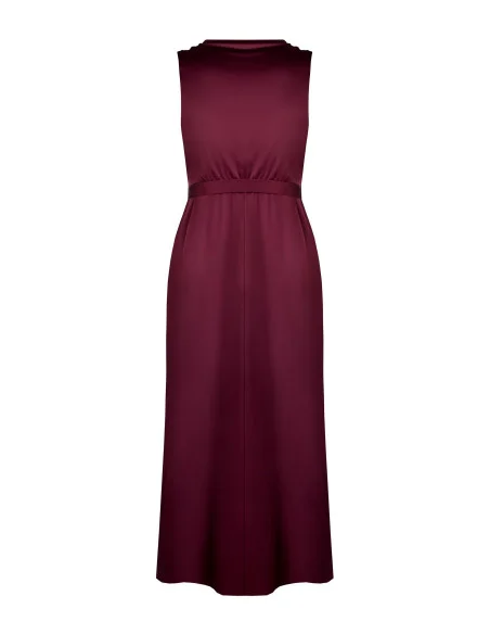 Long Curvy Satin Dress with Integrated Belt and Buckle Rinascimento Curvy
