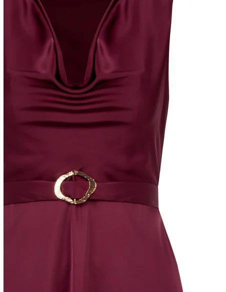 Robe longue grande taille en satin avec ceinture et boucle intégrées Rinascimento Curvy