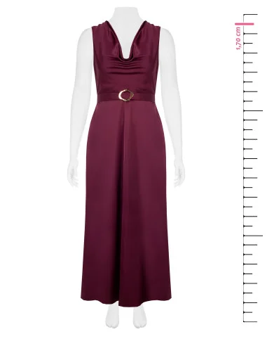 Long Curvy Satin Dress with Integrated Belt and Buckle Rinascimento Curvy