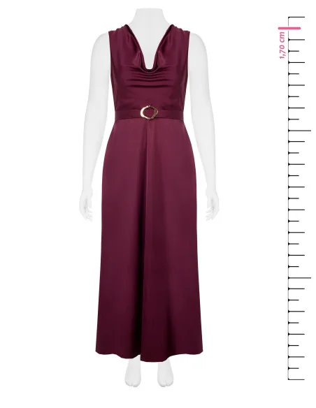 Long Curvy Satin Dress with Integrated Belt and Buckle Rinascimento Curvy