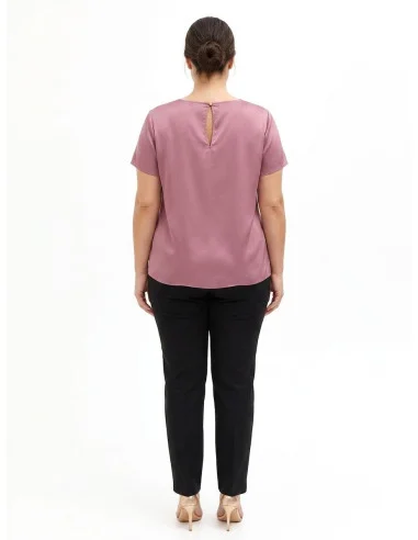 Blusa Curvy Fluida In Raso Con Doppio Cut-Out A Goccia Rinascimento Curvy