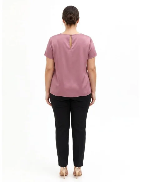 Blusa Curvy Fluida In Raso Con Doppio Cut-Out A Goccia Rinascimento Curvy