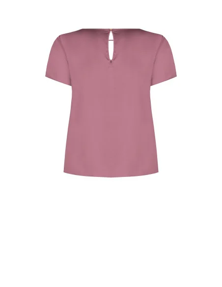 Curvy Fluid Satin Blouse with Double Teardrop Cut-Out Rinascimento Curvy