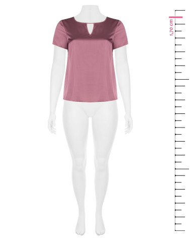 Blouse fluide pour femmes rondes en satin avec double découpe en fo...