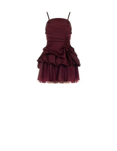 Robe courte bouffante à volants en satin avec jupe en tulle « Rinas...