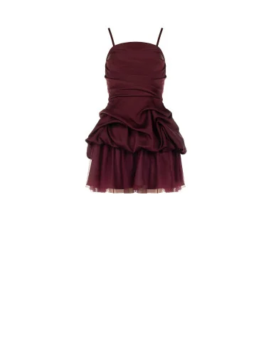 Short tiered satin balloon dress with tulle hem Rinascimento