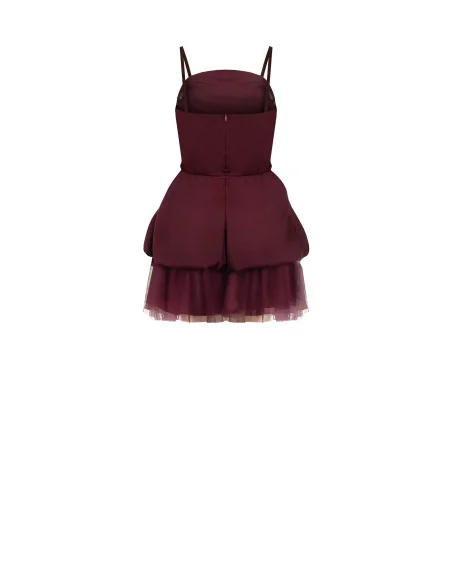 Robe courte bouffante à volants en satin avec bas en tulle Rinascimento