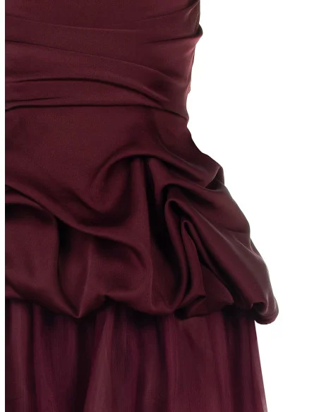 Short tiered satin balloon dress with tulle hem Rinascimento