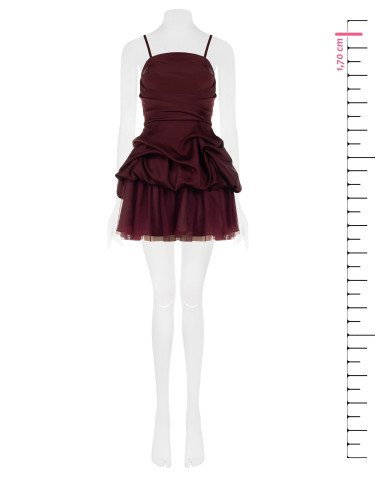 Robe courte bouffante à volants en satin avec jupe en tulle « Rinas...