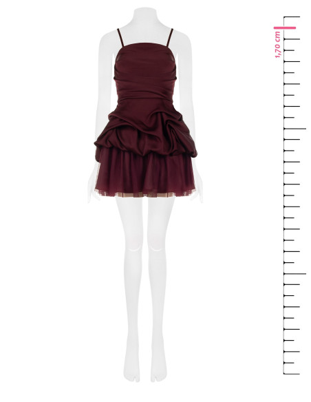 Short, ruffled balloon-style satin dress with a tulle hem – Rinasci...