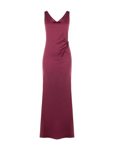 Robe longue en satin structuré, décolletée et froncée au dos Rinascimento
