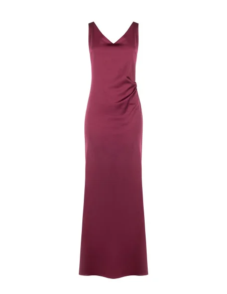 Robe longue en satin structuré, décolletée et froncée au dos Rinascimento