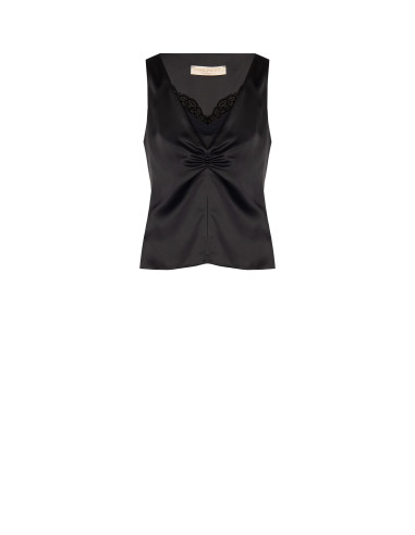 Top Sfiancato In Raso Effetto 2 Pezzi Con Dettaglio In Pizzo Rinascimento