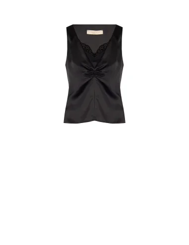 Top Sfiancato In Raso Effetto 2 Pezzi Con Dettaglio In Pizzo Rinascimento