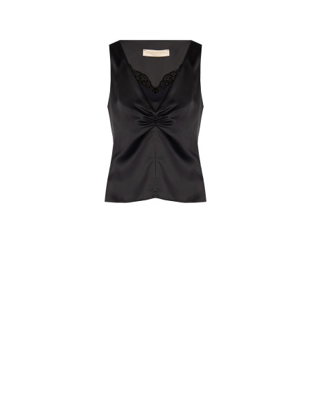 Fitted Satin Top with a Two-Piece Look and Rinascimento-Style Lace ...