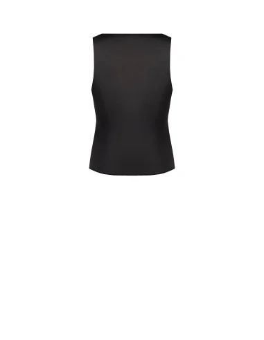 Fitted Satin-Effect Top with a Lace Detail and 2-Piece Look Rinascimento