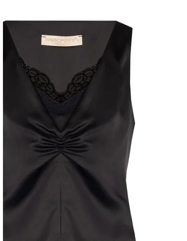 Fitted Satin-Effect Top with a Lace Detail and 2-Piece Look Rinascimento