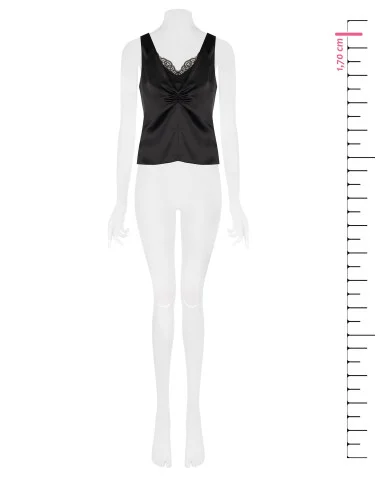 Fitted Satin-Effect Top with a Lace Detail and 2-Piece Look Rinascimento