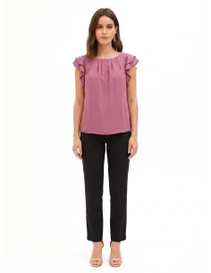 Fluid Matte Satin Blouse with Ruffled Sleeves Rinascimento