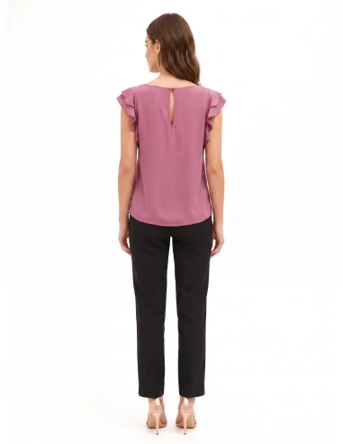 Fluid Matte Satin Blouse with Ruffled Sleeves Rinascimento