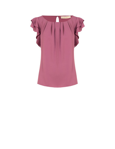 Blusa Fluida In Raso Opaco Con Maniche A Volant Rinascimento