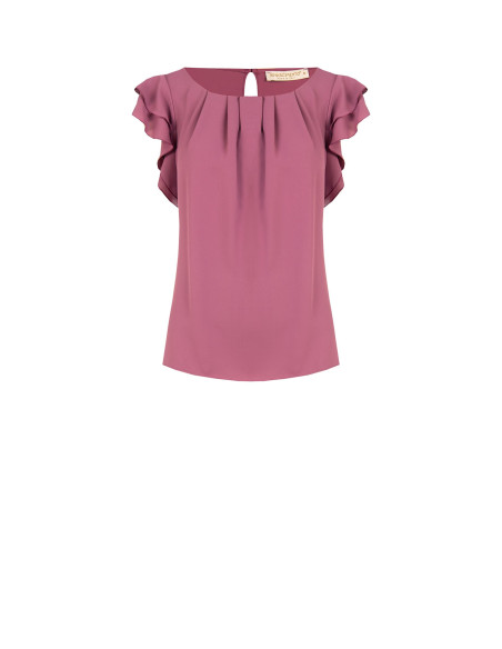 Blouse fluide en satin mat à manches à volants « Rinascimento » - V...