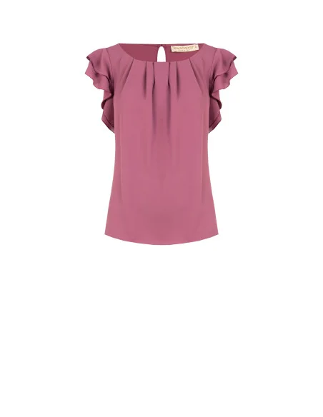 Fluid Matte Satin Blouse with Ruffled Sleeves Rinascimento