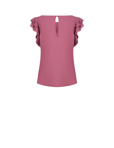 Rinascimento-style loose-fitting blouse in matt satin with ruffled ...