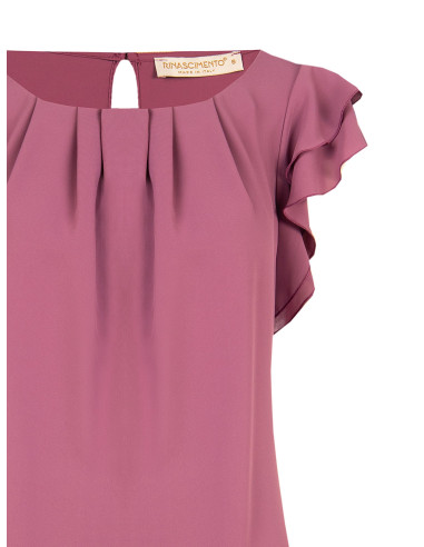 Rinascimento-style loose-fitting blouse in matt satin with ruffled ...