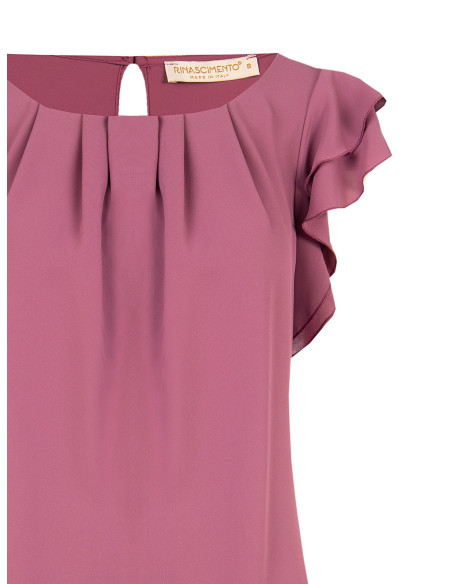 Blusa Fluida In Raso Opaco Con Maniche A Volant Rinascimento