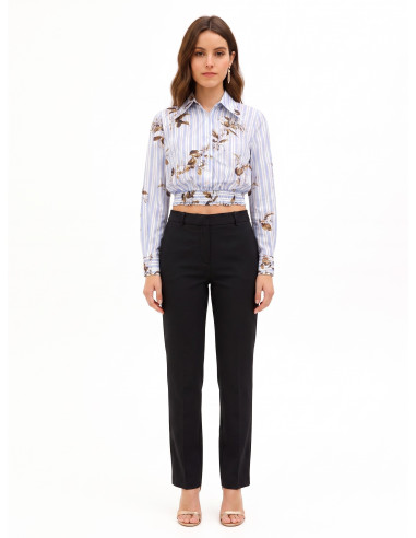 Camicia Corta A Palloncino In Cotone A Righe E Fiori Rinascimento