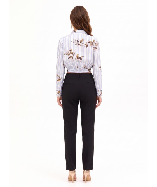 Camicia Corta A Palloncino In Cotone A Righe E Fiori Rinascimento
