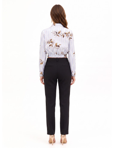 Camicia Corta A Palloncino In Cotone A Righe E Fiori Rinascimento