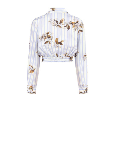 Camicia Corta A Palloncino In Cotone A Righe E Fiori Rinascimento