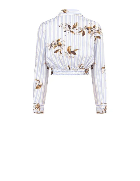 Camicia Corta A Palloncino In Cotone A Righe E Fiori Rinascimento