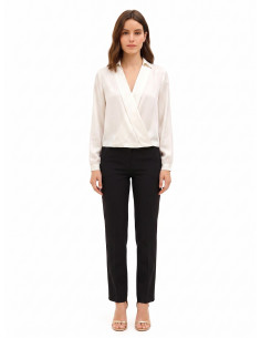 Flowing Satin Blouse with V-neck and Rinascimento Collar - Vestiti ...