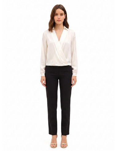 Flowing Satin Blouse with V-neck and Rinascimento Collar - Vestiti ...