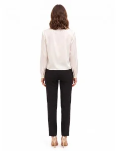 Fluid Satin Blouse with V-Neckline and Collar Rinascimento 2
