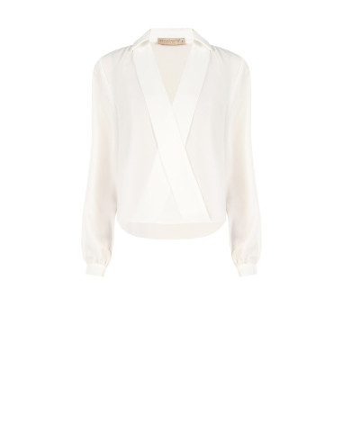 Blouse fluide en satin à encolure en V et col Rinascimento - Vestit...