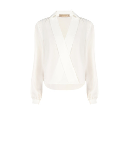 Flowing Satin Blouse with V-neck and Rinascimento Collar - Vestiti ...