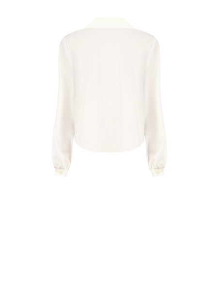 Blusa Fluida In Raso Con Scollo A V E Colletto Rinascimento