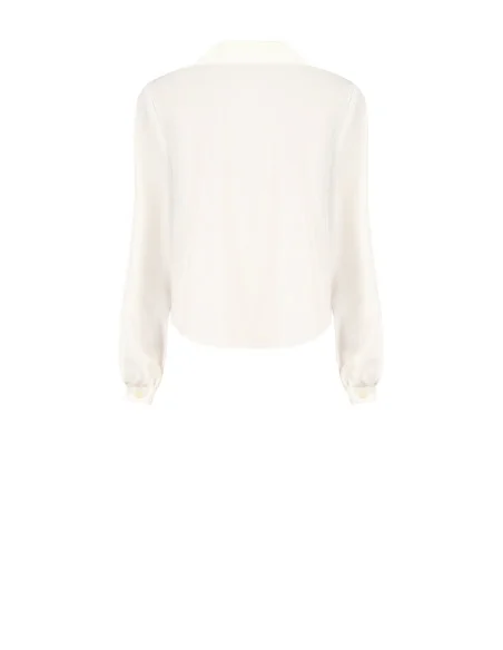 Fluid Satin Blouse with V-Neckline and Collar Rinascimento