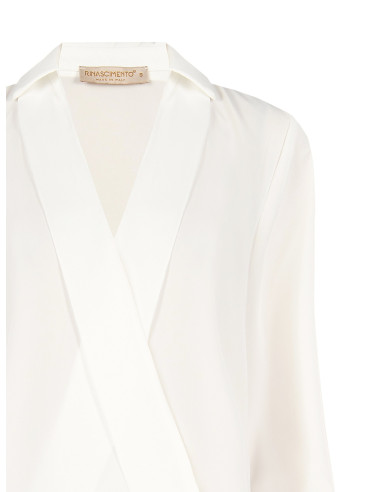 Blouse fluide en satin à encolure en V et col Rinascimento - Vestit...