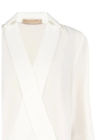 Blouse fluide en satin avec col en V et col Rinascimento