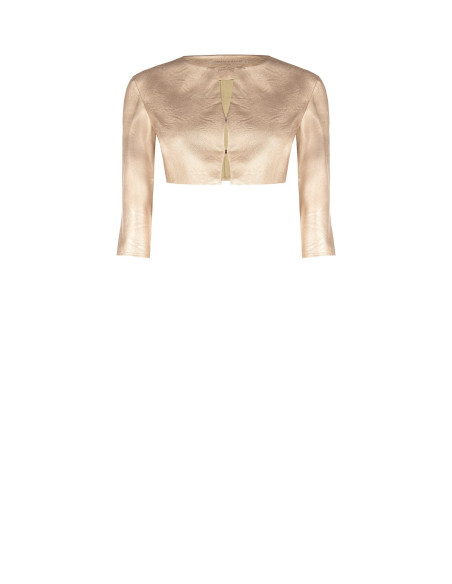 Boléro en simili-cuir laminé, effet légèrement vieilli, à manches 3...