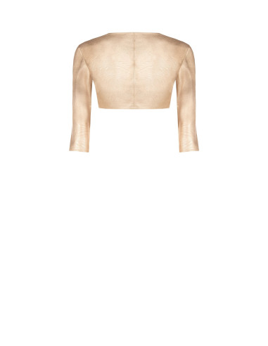 Rinascimento Laminated Faux Leather Bolero Shawl with a Slightly Di...